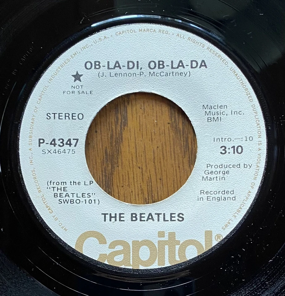 Beatles Ob-La-Di Ob-La-Da Capitol P-4347 45rpm RARE Promotional Stereo/Mono NM! - Image 4 of 4