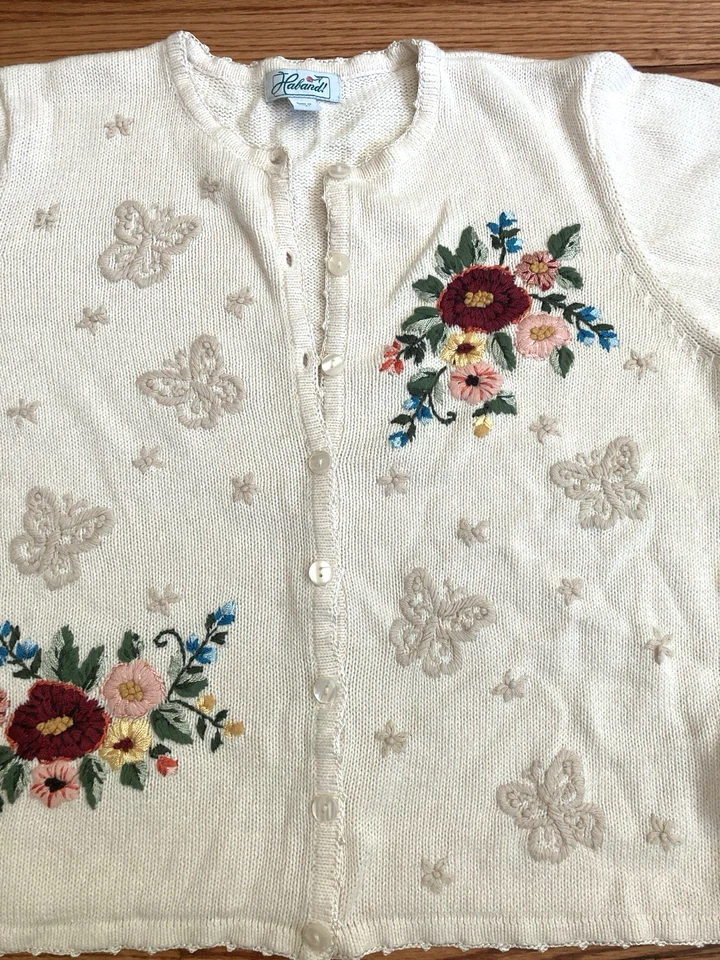 Винтажный женский вышитый кардиган хлопок/вискоза 1970-е размер большой. Новый - Изображение 3 из 3