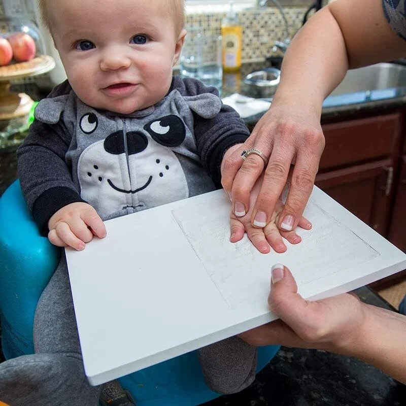 Kit de huellas y huellas de manos para bebés, marco de fotos con impresión de manos de arcilla-regalo de baby shower Foto 3 de 4