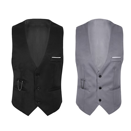 Herren Weste V-Ausschnitt T-Shirt ärmellos formell Anzug Kleid Business Mantel Top - Bild 2 von 32