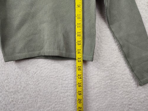Zara Women Top Medium Green Nylon Blend Crew Neck Slim Fit Cropped Casual Shirt - Picture 7 of 18