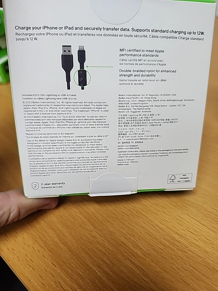 Belkin BOOST CHARGE Braided Lightning to USB-A ChargeSync Cable 6.6 ft. Black - Image 4 of 4