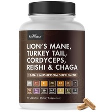 Mushroom Supplement Organic Lions Mane Capsule Complex with Reishi, Turkey, 90ct