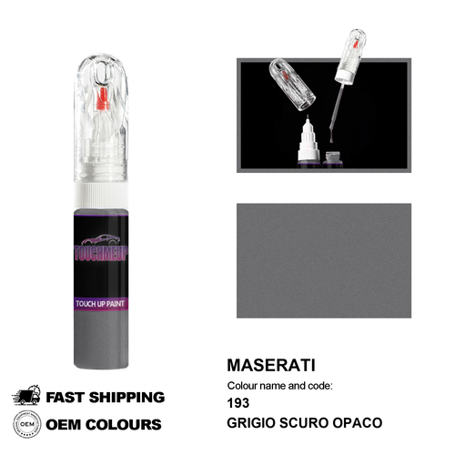 FOR MASERATI GRIGIO SCURO OPACO 193 Touch Up Paint Pen Brush Fix Kit Scratch - Picture 1 of 8