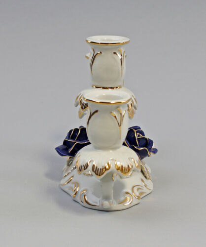 9997575 Three Arm Chandelier with Roses Cobalt Gold Ens Porcelain 18.5x7x11cm - Picture 2 of 3