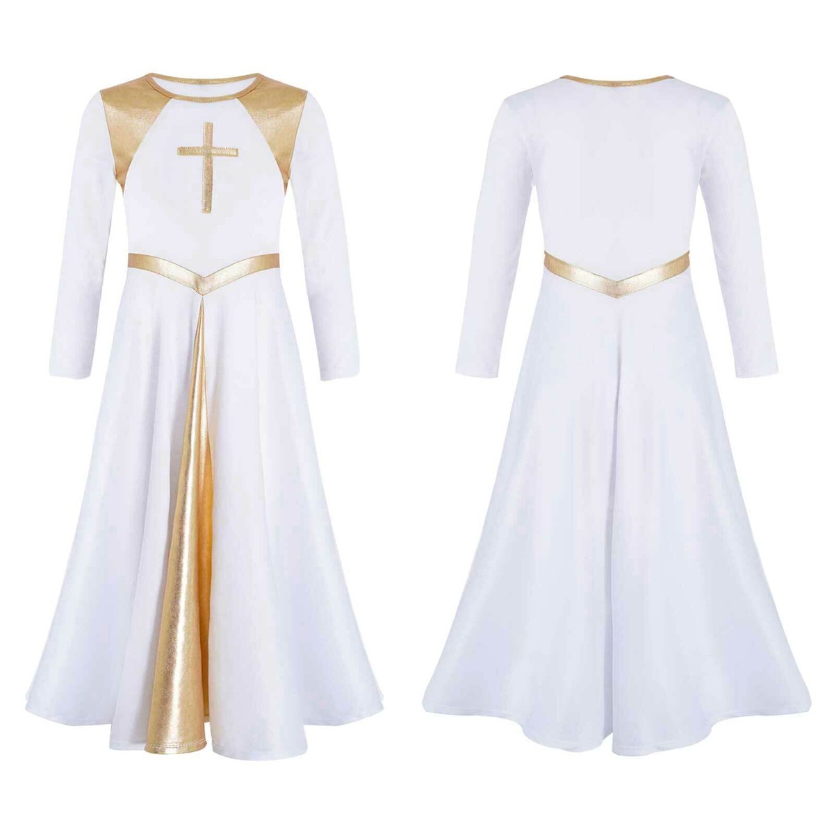 white long sleeve dance dress Haitryli Women Ballet Lyrical Dance Dress Rhinestone Flowy Maxi Dresses Long Sleeve Split Ballet Leotard White S