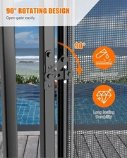 Pool Fence Gate,4 X 2.5 FT Pool Safety Gate for Inground Pools, with Lock
