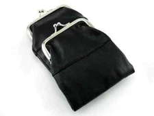 Black Leather Purse Cigarette Pack Holder Pouch Case With Coin Purse