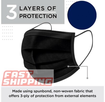 10 - 100 PCS Black Face Mask Mouth & Nose Protector Respirator Masks with Filter