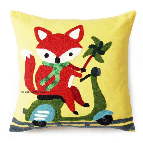 Indien Uzbek Suzani Euro Sham Pillow Case Animal Fox Embroidered Cushion Cover - Picture 2 of 3