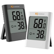 Humidity Gauge, 2 Pack Indoor Thermometer MC30(White and Black), Black, White 