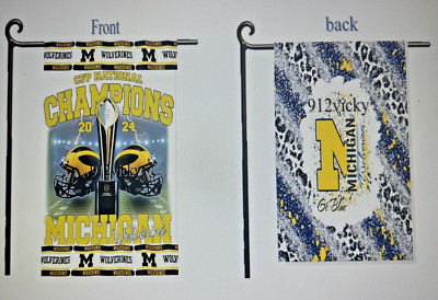 Garden Flag 12x18  Michigan Wolverines Champions Go Blue Double  Sided Handmade