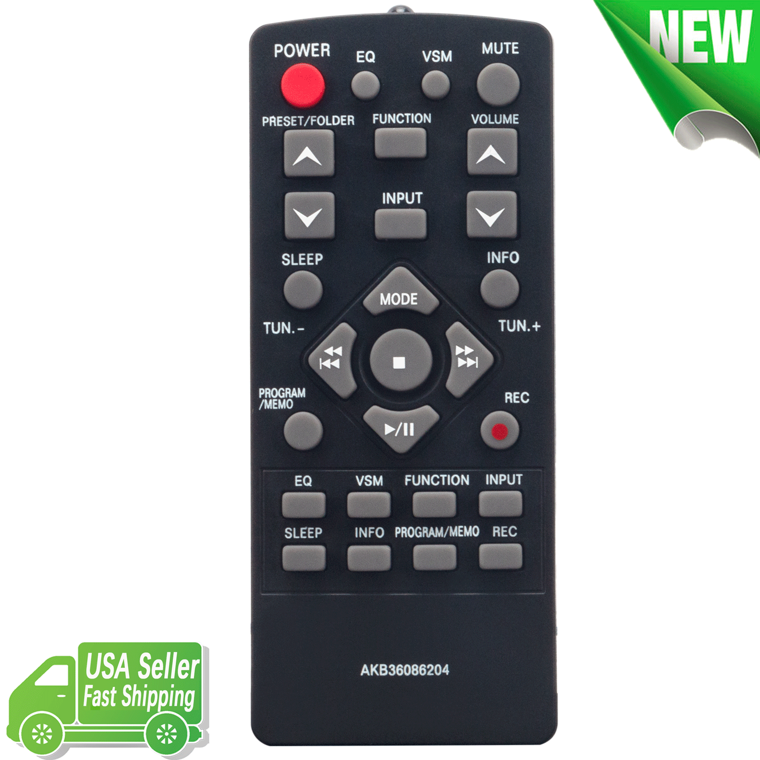 AKB36086204 Replacement Remote Control for LG Mini Hifi Audio System AKB36086203