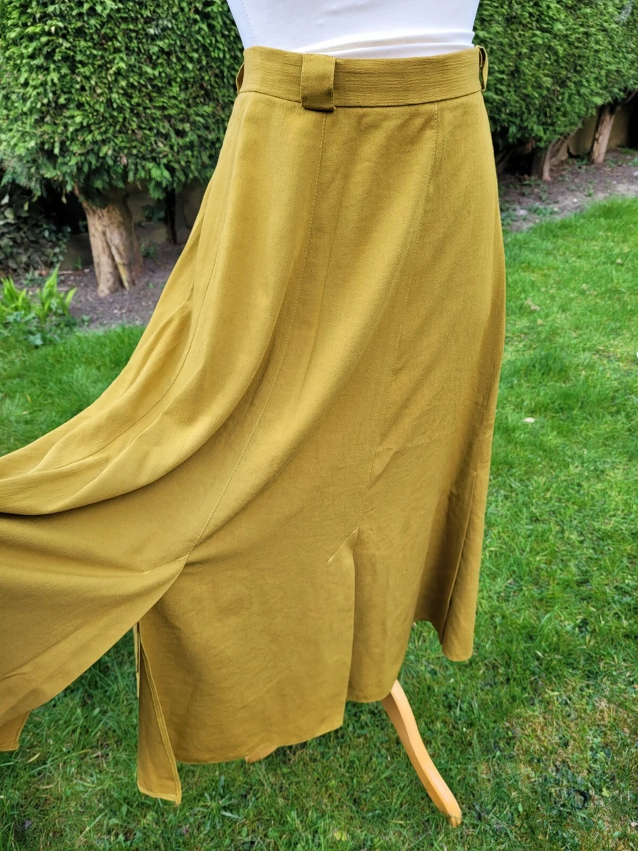 Green pleated skirt 90s cheap