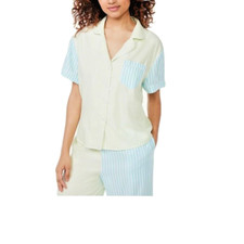 Joyspun Women's Woven Notch Collar Pajama Top, Sizes , Size:3X 22-24