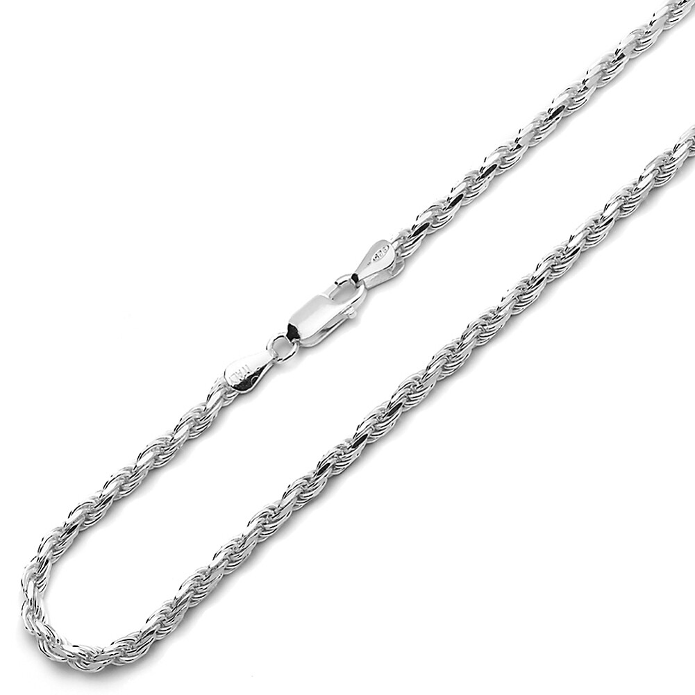 Pure 5mm 925 Sterling Silver Italian Rope Chain Necklace made in