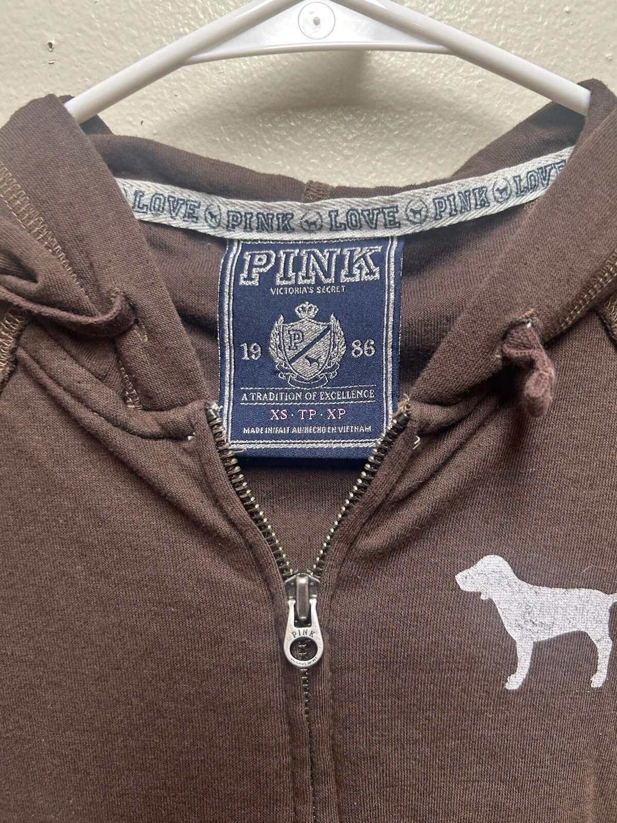 UNDERCOVER Felpa con cappuccio vintage Vs rosa marrone arcobaleno segno pace full zip Y2K Xs leggera