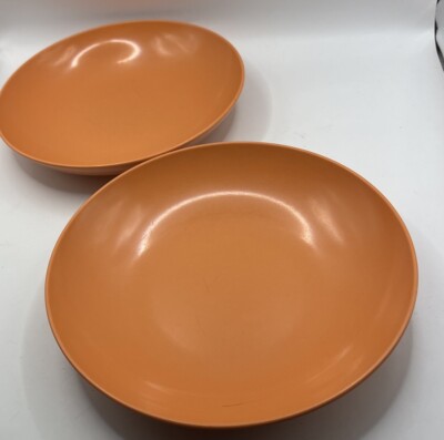 Set of Vintage Melamine Salmon Orange OD ONEIDA DELUXE CerealBowls x 