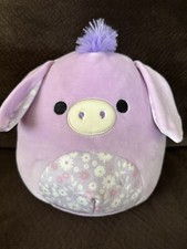8" Delzi the Purple Easter 2023 Floral Belly Donkey Squishmallows Stuffed Plush