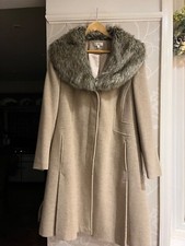 Ladies Wool Cashmere Blend Coat Fur Collar Uk Size 20 Xl Xxl By Kaliko