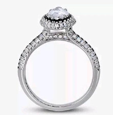 1.50CT Marquise Cut White CZ Black Onyx Double Halo Womens Ring In 925 Silver.