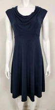 NWT Curator Womens Dress Size Small Sleeveless Blue Cowl Neck Pullover Cocktail