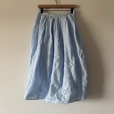 On 34th Peasant Baby Blue Midi Skirt Eyelet Cotton Boho Prairie Cottage FITS S