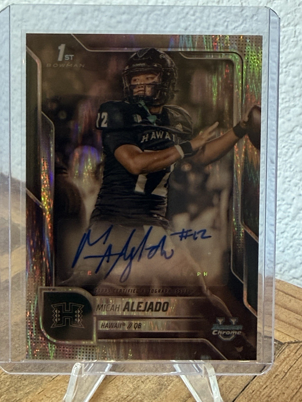 2025 Bowman University Chrome Micah Alejado 1st Prospect AUTO Stealth Refractor