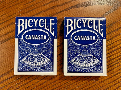 2000 Bicycle Canasta Card Game Double Deck Blue Fan Back Design ~ 100% Complete
