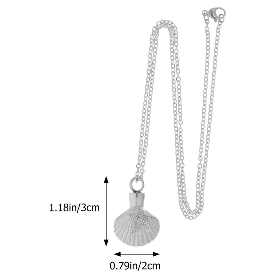 Stainless Steel Urn Necklace for Ashes Silver Shell Pendant Keepsake ...