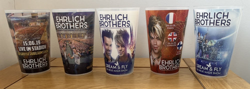 5 Ehrlich Brothers Cups Magic Stadium Tour 2019 Dream & Fly Half Pint 0.4l Rare