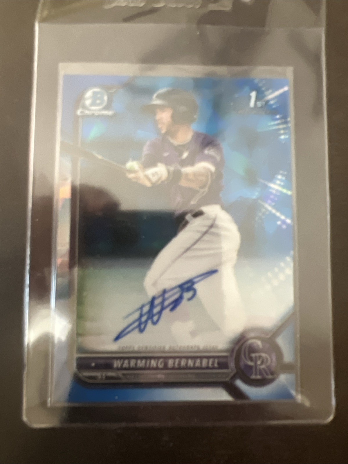 2022 Bowman Chrome Sapphire Warming Bernabel 1st Bowman Auto Rockies RC BSPA-WB