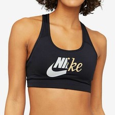 Nike Women's Two-Tone Medium Support Sports Bra Black White CJ5248
