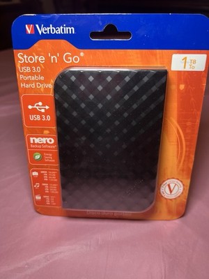NIB Verbatim 99373 1tb Store 'n' Go Portable External Hard Drive Usb 3.0 Mac PC