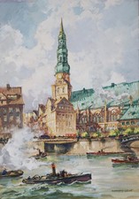 Gerhard GRAF Hamburg Katharinenkirche St. Katharinen Gouache