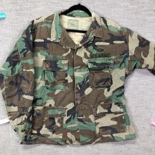 Vintage US Army Woodland Camo BDU Jacket L Regular Airborne Military Coat USA