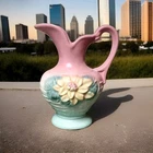 Vintage Hull Art Pottery L-3 5 1/2" Pitcher Vase Water Lily Pink, Light Green