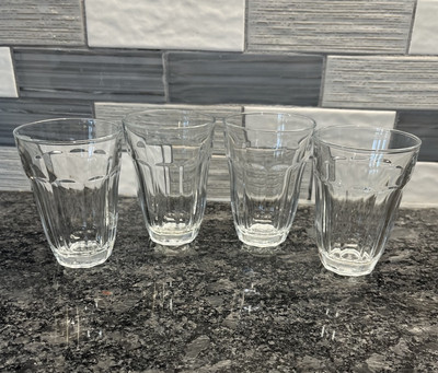Set Of 4 Vintage PALAKS Juice Glasses 4 Inch Pasabahce Baroque Turkey MCM Retro