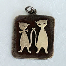 Vintage Gusterman Georgetown Cat Charm Pendant Sterling Silver Signed