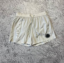 Moncler Swim Shorts Beige Logo Patch Drawstring Mesh Lined Size S
