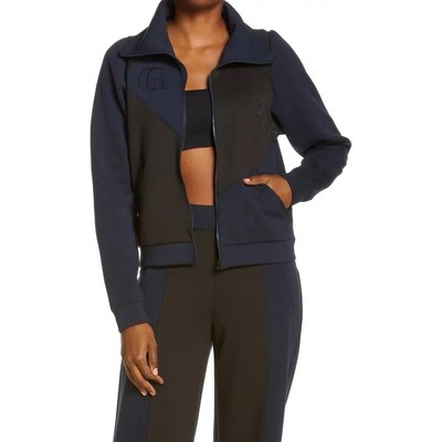 PUMA X Goop Track Jacket Women's Small Blue Black Full Zip Long Sleeve Pockets