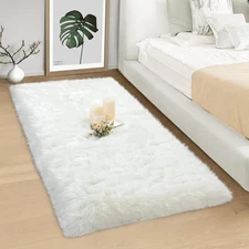 2X4 Ft Super Soft White Fluffy Rug Faux Fur Area Rug, Fur Rugs for Room Decor