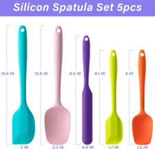 5Pc Food Grade Silicone Spatula Set Heat Resistant BPA Free Multicolor