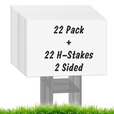 22Pcs Blank Yard Signs with Stakes, 17X12inch White Garden Yard Signs Yard Sa...