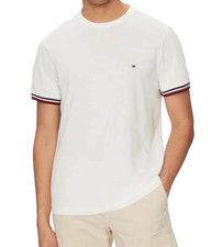 Tommy Hilfiger Men's White Stripe Cuff T-Shirt MW38630-101 Size XL - NWT