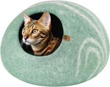Cat Cave - Merino Wool Bed for Indoor Cats Pistachio, Large 
