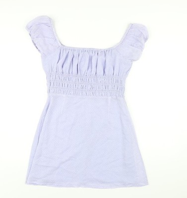Lulu & Rose Damen blau gepunktet Polyester A-Linie Größe L Schulterfrei Reißverschluss