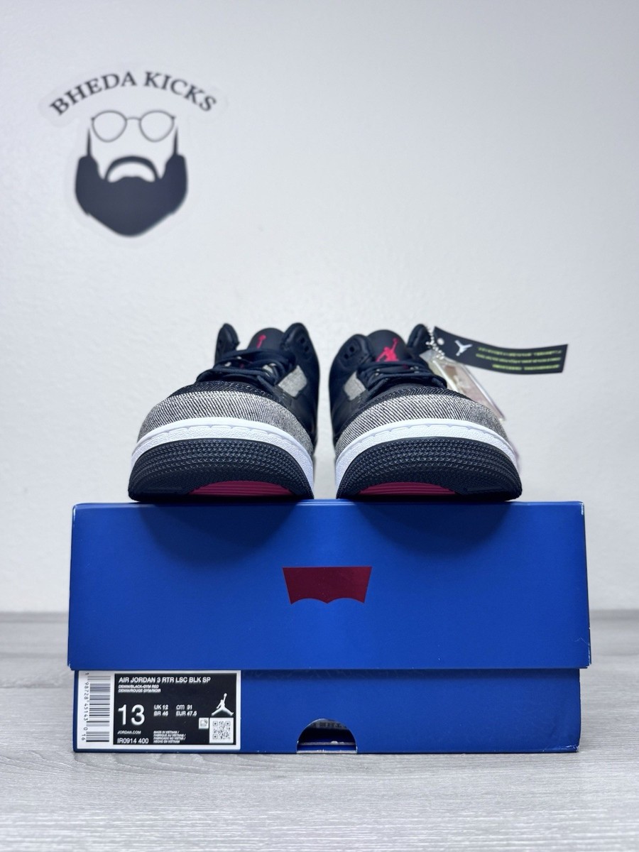 Size 13 - Levi's x Air Jordan 3 Retro SP Black Denim for sale