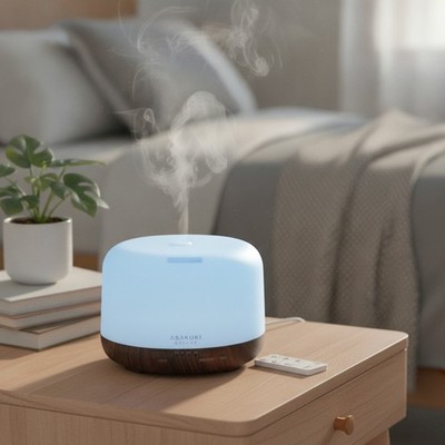 500ML Essential Oil Diffuser & Humidifier with Remote Control - Elegant Brown