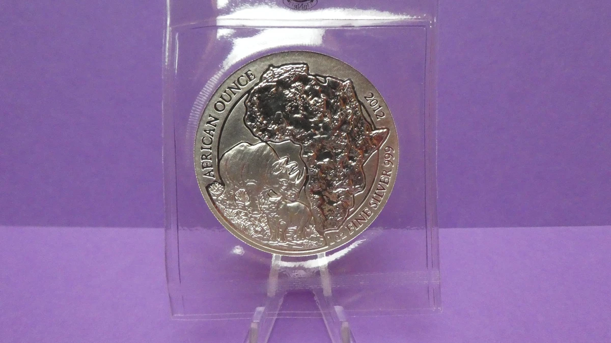 Ruanda Nashorn 2012 Rinoceronte 1 oz Ag 999.Originalverpacku Envase original S/C